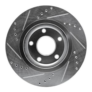 Nissan Rogue Brake Rotor (1) - Front Right - R1 Concepts - Drilled & Slotted - Silver - `07-`15